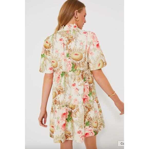 NWT Tuckernuck Sun Faded Floral Crawford Mini Flutter Sleeve Dress Cream XXS - Picture 2 of 8